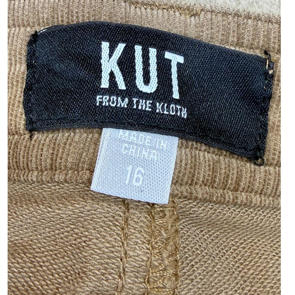 KUT From The Kloth Women Sienna Wide‎ Leg Corduroy Pants Khaki Size 16 - Picture 11 of 14